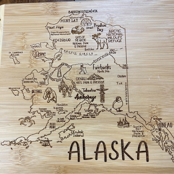ALASKA TOTALLY BAMBOO Cutting Board A Slice Of Life Laser-Etched NEW - Picture 2 of 8